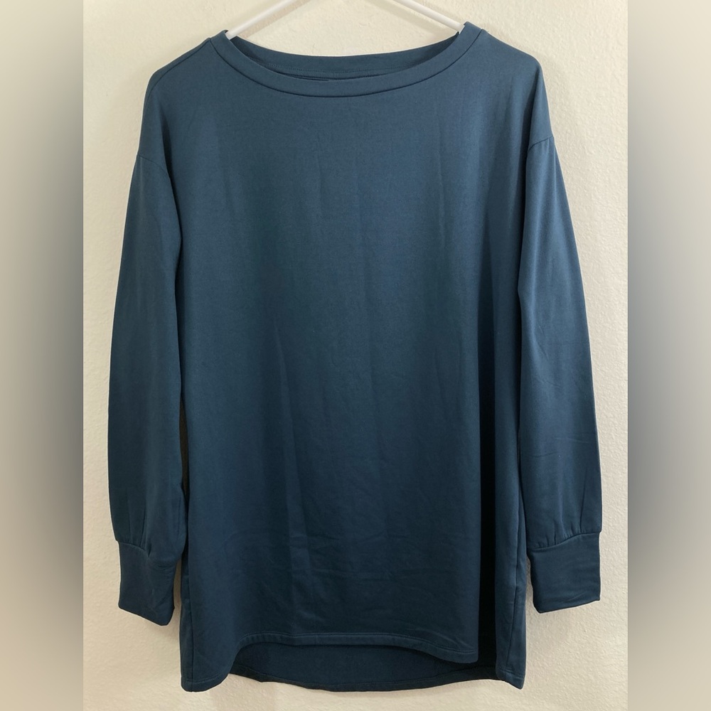 LuLaRoe Nora Top Size XS Dark Teal Marshmallow Knit Long Sleeve